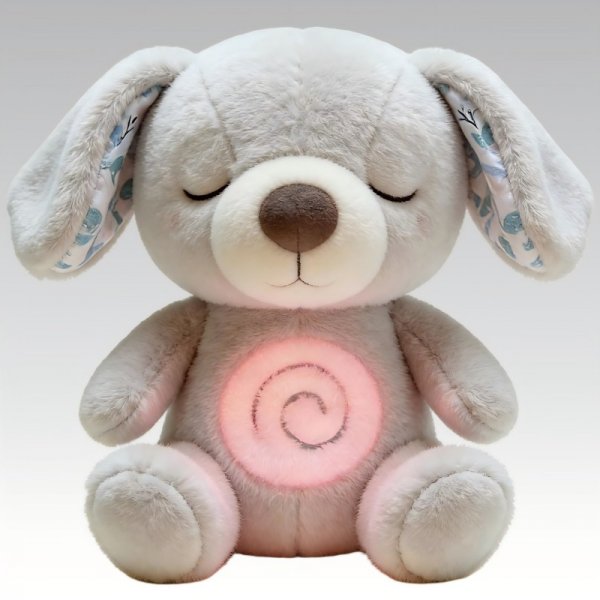 Glowing Gray Puppy Plush Toy - Soft LED-Stuffed Animal for Kids